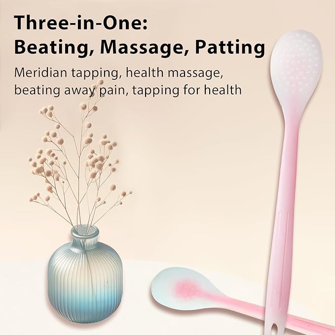 Pink Body Massage Stick Set - 2 Pieces Meridian Acupoint Massage Tools for Full Body Relief, Bathing Accessories Included