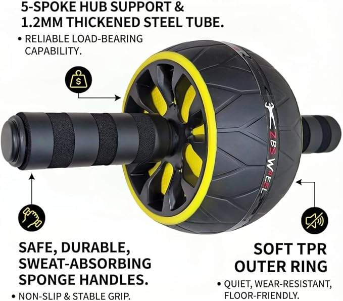 Ultimate Core Strength Wheel - Professional Ab Roller for Intense Home Workouts with Knee Support, Build Rock-Solid Abs & Total-Body Power