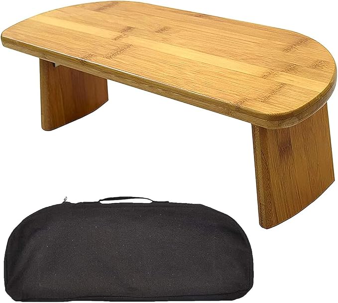 Kneeling Meditation Bench with Foldable Bamboo Meditation Bench Legs, Perfect Kneeling Stool Ergonomic Bamboo Yoga Bench, with Carrying Bag
