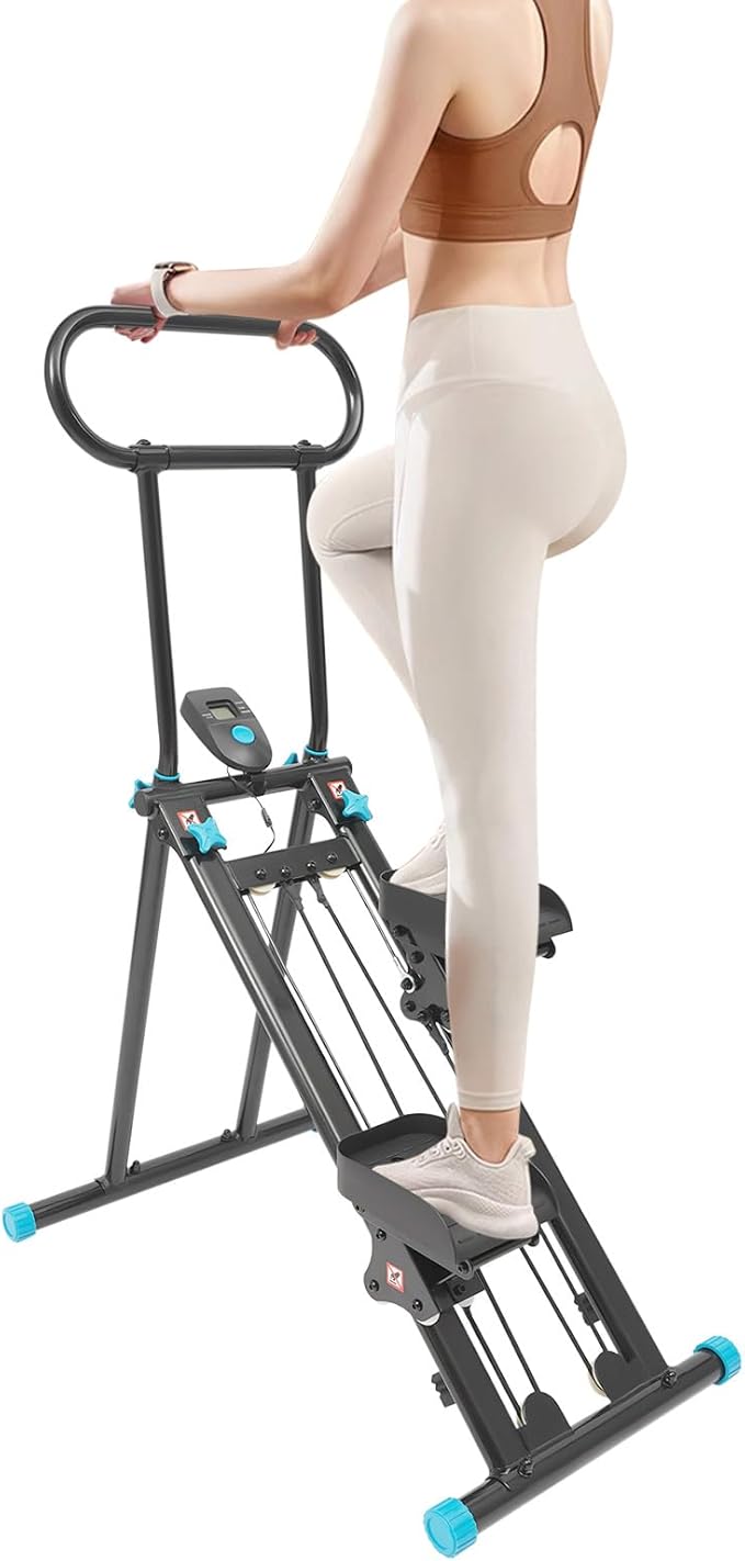 Stair Stepper for Home Gym,300Lbs Folding Vertical Climber Cardio Exercise Machine with LCD Screen,Stair Climber for Full Body Workout with Adjustable Handlebar & Pedals, for Women & Men