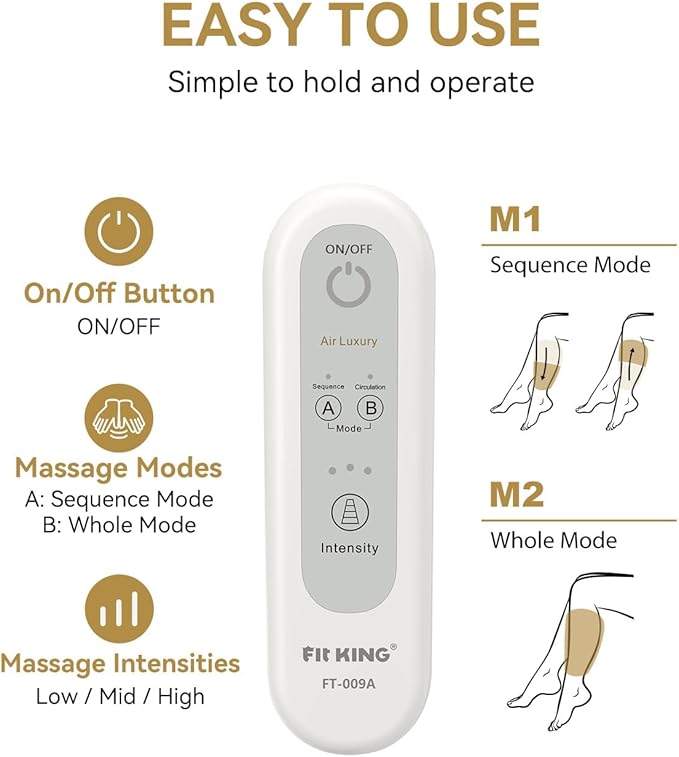 FIT KING Air Compression Leg Massager, Pneumatic Compression Boots for Circulation & Pain Relief, Swelling, Edema, RLS - Foot and Calf Massager Gift for Mom Wife