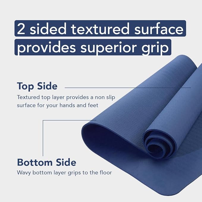 Premium Clever Yoga Mat - Extra Long Yoga Mat Suitable For All Yoga Types - Workout Mat For Home Or On The Go - Includes Our Perfect Fit Mat Bag