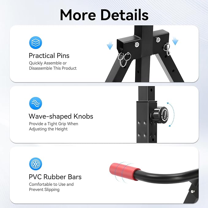 Freestanding Pull Up Station, 440.92 LBS Capacity Power Tower Pull Up Bar Adjustable Foldable Pull Up Station for Homes and Gyms 45.66 x 52.36 x 90.55 Inch