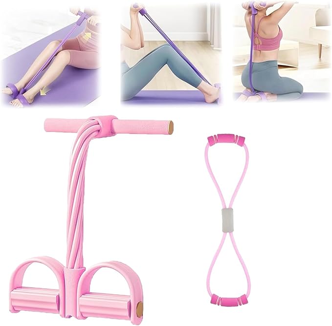 3 in 1 Resistance Bands with Handles, 8 Tube Pedal Resistance Device-Detachable and Adjustable, Fashion Puller Exercise, Multifunction Tension Rope for Strength Training