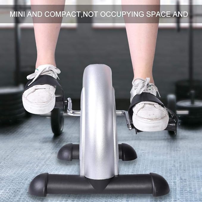 Under Desk Pedal Exerciser, Compact Mini Exercise Bike for Seniors, Indoor Leg and Hand Trainer for Home Gym Fitness