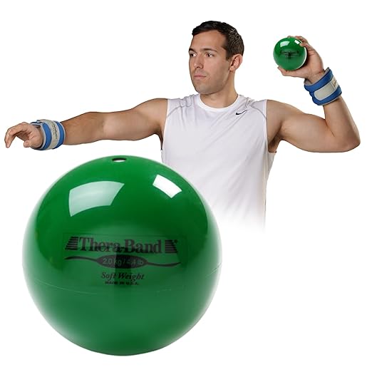 THERABAND Soft Weight, 4.5" Diameter, Weighted Balls for Baseball, Weighted Balls for Softball, Hand Held Ball Shaped Isotonic, Shoulder Strength, Rotator Cuff & Throwing Trainer, Green, 4.4LB