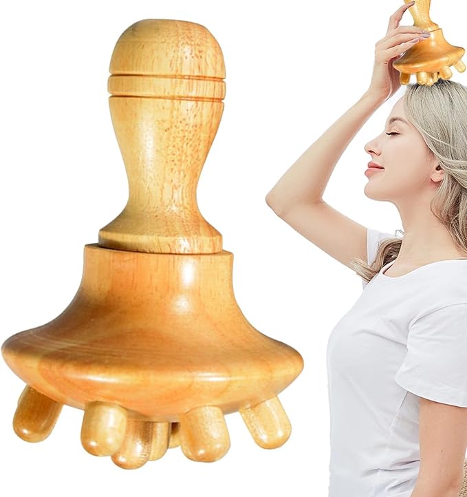 Mushroom Massager – Wood 14.5x9.1x9.6cm | Beech Mushroom Massage Cup with Wooden Handle | Manual Wood Massage Tool for Body Shaping, Relaxation, Muscle Relief and Home Spa Use