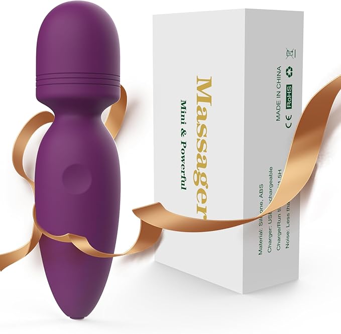 Mini Massager Tools,Small Waterproof Cordless Handheld Massager with 10 Vibration Modes, Personal Handheld Massager for Back（Purple）