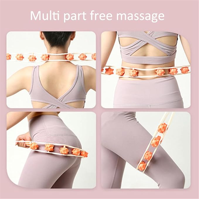 Manual Back Massage Roller Rope, Handheld Massage Ball Roller Anti Cellulite Massage Roller, Fascia Roller Manual Massage Strap for Back Neck Shoulder Waist Leg Muscle Exercise Massage Roller (Blue)