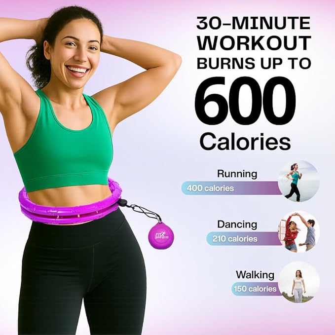 FIT ON FORM Infinity Weighted Hula Hoop for Adults Weight Loss, Smart Exercise Hola Circle Hoop for Women Abs Workout