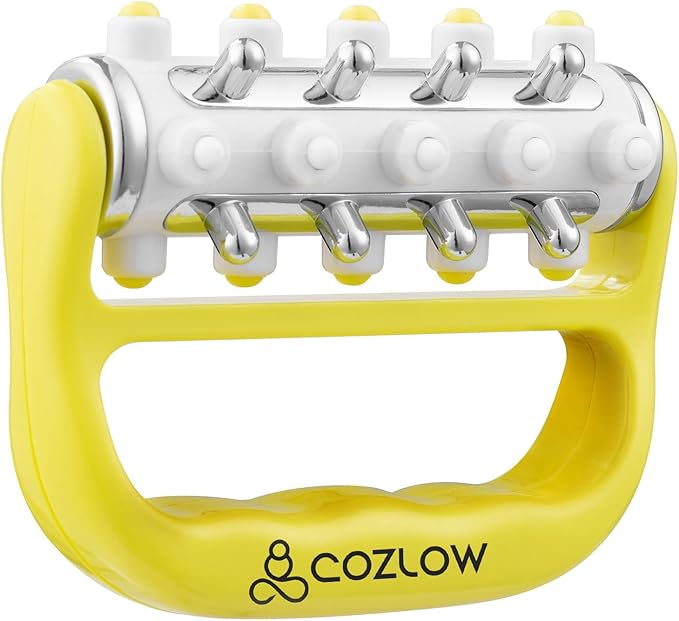 COZLOW - MyoRelease Lymphatic Drainage Massager - Yellow - Handheld Fascia Release + Scar Tissue Massage Roller for Shoulder, Neck, Belly, Thigh, Leg, Back, Glutes - Helps Reduce Cellulite Appearance