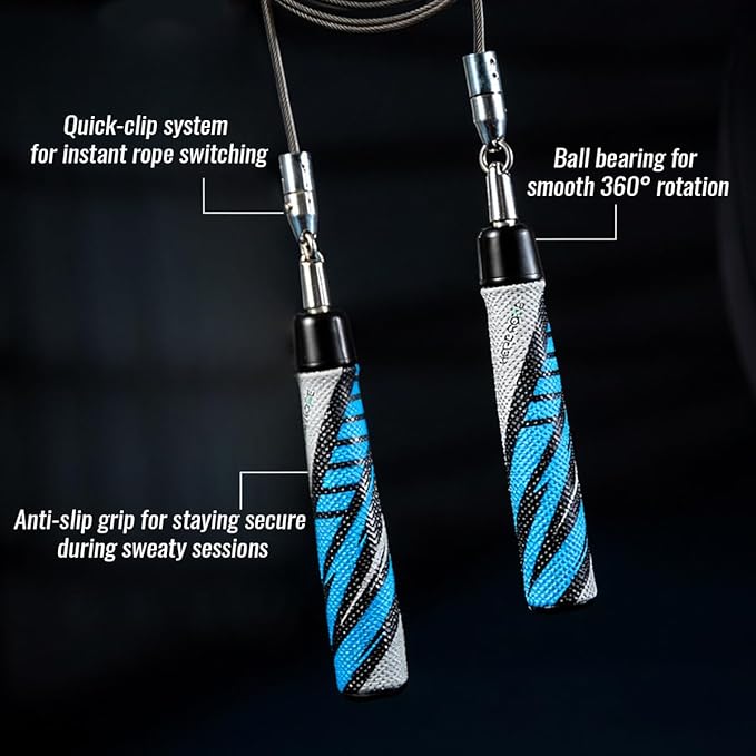 Hererope Weighted Jump Rope Set 3-in-1 Interchangeable 1/6lb 1/4lb 1/2lb Professional Jump Ropes for Men Women | Premium Ball Bearing Speed Rope Anti-Slip Leather Grip | Crossfit Boxing MMA