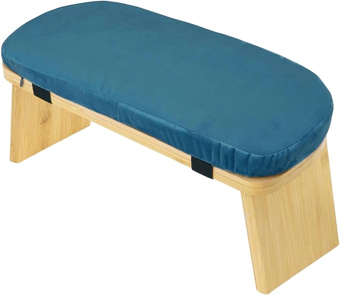 Yoga Meditation Bench Kneeling Stool, Foldable, Wood, with Removable Cushion Ergonomic Prayer Bench Meditation Stool
