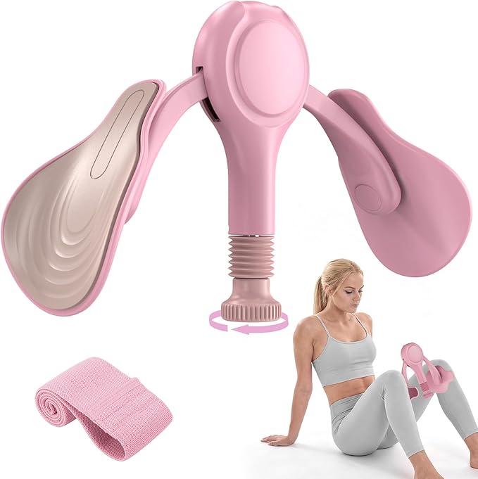 Pelvic Floor Exercise Devices Kegel Exerciser Muscle Trainer 15-70lbs Adjustable for Women/Men, Inner Thigh Exerciser Hip Abductor Machine with Resistance Band, Leg Workout