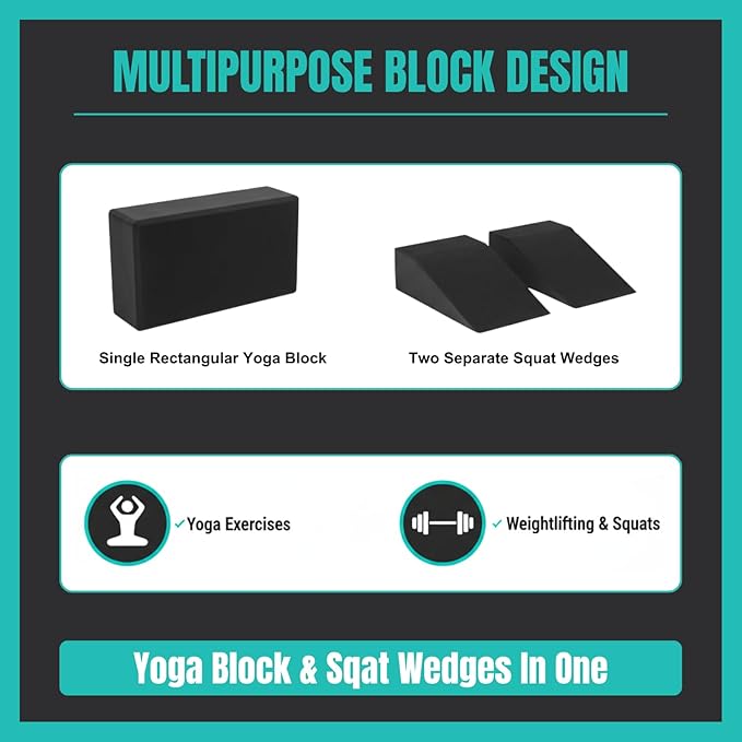 Slant Board for Calf Stretching & Squats – Non-Slip Heel Elevated Squat Wedge Block for Weightlifting, Squat Mobility & Performance | Workout Wedge to Improve Squat Form, Balance & Strength