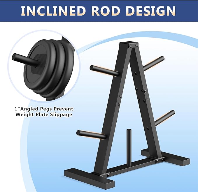 Weight Plate Rack, Weight Tree, Home Gym Storage Stand, Holds 300 lbs