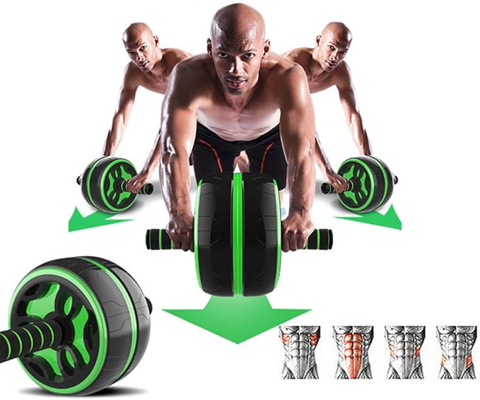 HEALLILY Abdominal Exercise Roller Ab Wheel for Fitness Broad Frame Pvc Thicken Wheel Silent Core Trainer Home Gym Strength Training Equipment