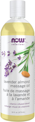 NOW Foods Solutions, Lavender Almond Massage Oil, Vitamin Infused Blend, Therapeutic and Soothing, 16-Ounce