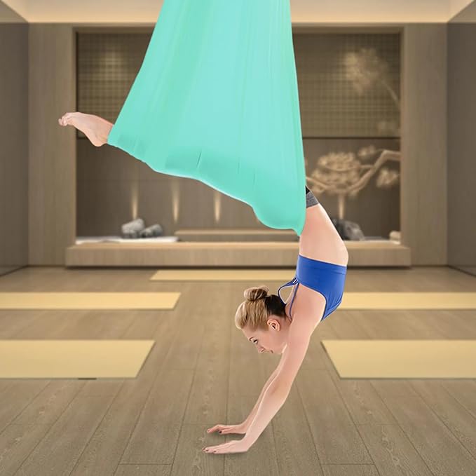LOYALHEARTDY Aerial Silks Starter Kit, 11 Yards Equipment Set for Aerial Yoga, Durable Aerial Yoga Hammock Aerial Swing for Aerial Acrobatic, Aerial Dance & All Levels (L:10m W:2.6m)