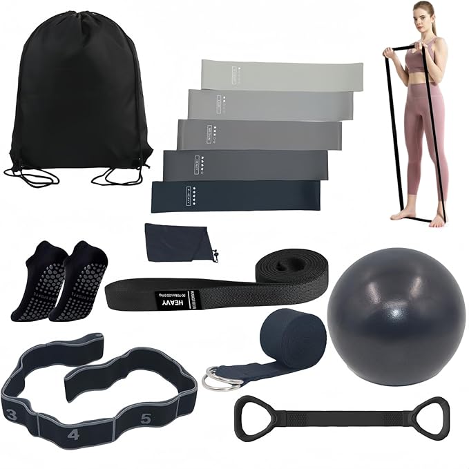 Pilates Equipment for Home Workouts, Better Portable Pilates Kit 13 in 1, Pilates Essentials Kits for Women with Pilates Ball, Yoga Socks, Yoga Strap, and Exercise Bands Kits