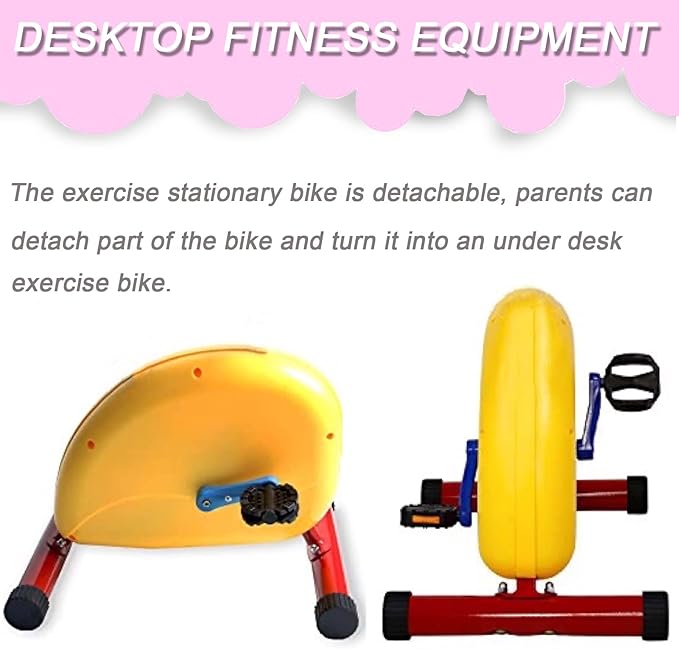 Kids Fitness Exercise Bike Equipment, Childrens Exercise Bike with Adjustable Seat, Kids Stationary Bike Workout Equipment, Gift for Boys Girls