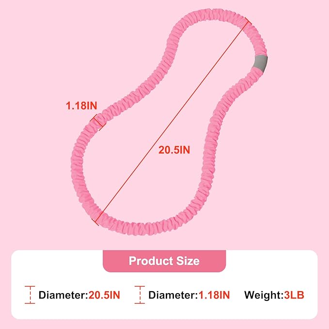3.2lbs Soft Spring Weighted Fitness Hoop for Adults, Hula-Inspired Core Workout Hoop, Portable & Quiet, Pinch-Free Waist Exercise Design