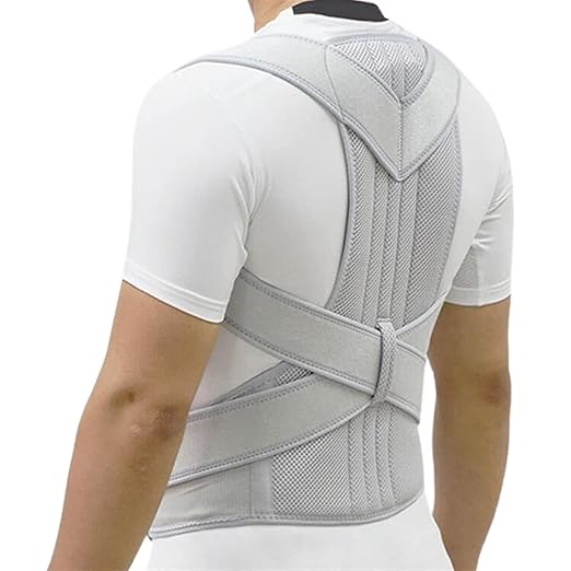 MBROS Adjustable Posture Corrector Lumbar Back Support Brace Breathable Deportment Corset for Spine Back Stretcher Orthopedic Back (Color : Silver, Size : XXL)
