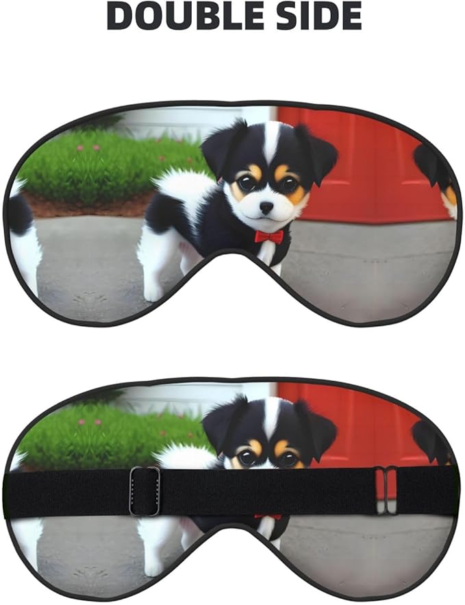 Black and White Puppy Head-Mounted Double-Sided Light-Blocking Sleeping Eye mask to Protect Eyes and Relieve Eye Fatigue