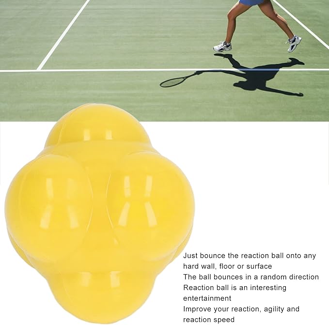 Reaction Ball, Rubber Bright Color Hex Reaction Trainer Ball for Basketball, Tennis and Other Competitive Sports
