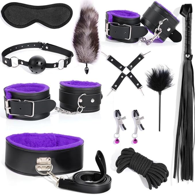 Delicate Plush Stretching Belt Set+Cute Hip Accessories, Multi Functional 11 Piece Set for Bed Putra (Purple) - Y6