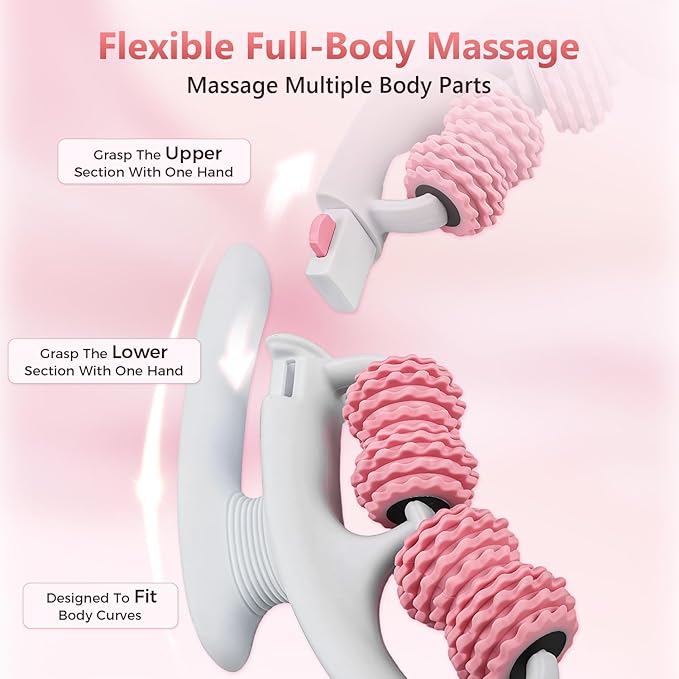 Cellulite Massage Roller - Lymphatic Drainage Tool for Deep Tissue Fascia Massage - Muscle Roller for Legs & Buttocks, Anti-Cellulite Massager for Body Contouring and Skin Smoothing
