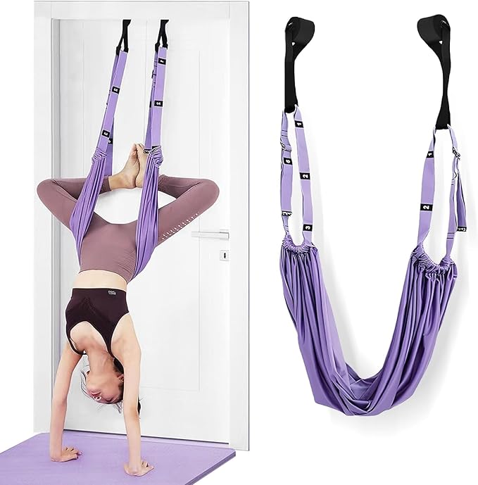 Leg Stretcher Strap - Yoga Stretching Strap,Yoga Door Swing,Backbend Training Rope with Door Anchor, Flexibility Trainer Stretching Equipment Assist Stretch Strap for Fitness Gymnastics Dance Aerial Ballet (purple)