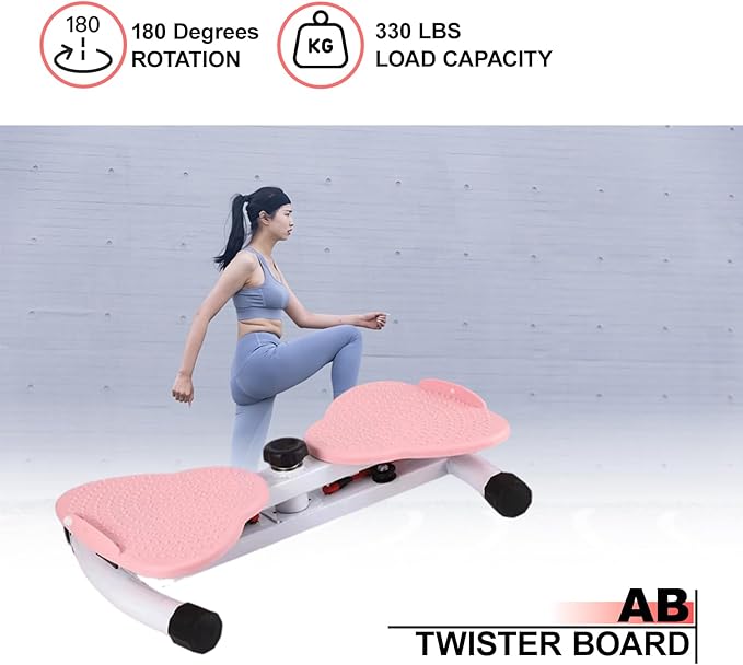 Waist Twister Machine Exercise Pilates Twister Set, 180° Rotating Fitness Board, 330lbs Capacity, Non-Slip Twist Board, Rotating Fitness Board for Unisex