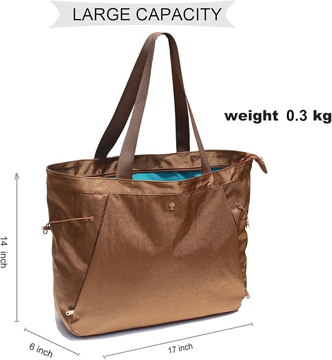 ESVAN Yoga Tote Bag for Women Shoulder Bags Drawstring for Office Workout Travel Carryall Pilates Gym and Beach