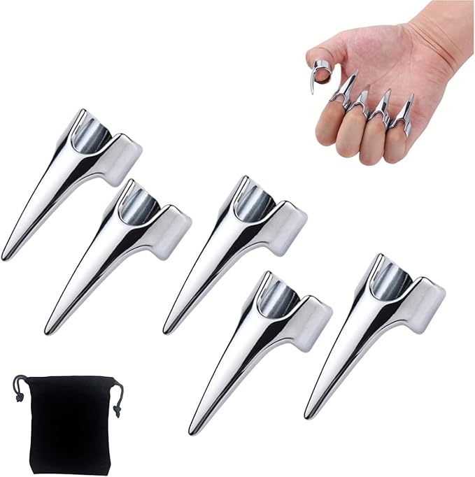 5X Back Scratcher Nail Covers Backscratcher Grating Back Tickler Tools for Women Men Backs Scratchers Tickle Touching Cosplay Stainless Steel Smooth Pets Nails Scratching Hair Parting Ring