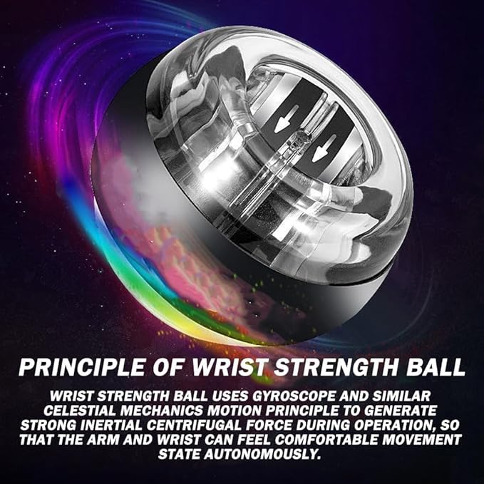 Wrist Ball Exerciser, Torque Ball Hand Exerciser, Gyro Ball Wrist Exerciser, Auto-Start Gyroscopic Forearmexerciser with LED Lights,Wrist Trainer for Stronger Arm Fingers Wristbones and Muscle