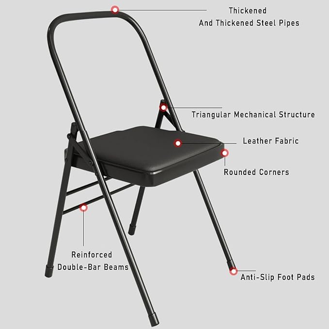 Yoga Chair,Gymnasium Auxiliary Equipment Home,Metal Pilates Assist,for Indoor and Outdoor Studio(Red)