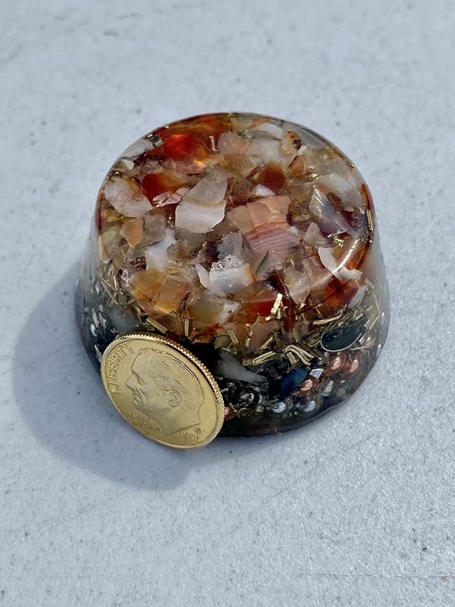 Carnelian Orgone Generator Energy Accumulator 528Hz/7.83Hz/Advance Harmonics Many Beautiful Ingredients and Colors! smtbscOG(Carnelian)