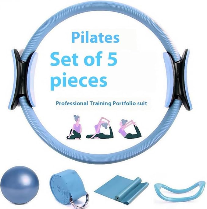 Women's Essential Pilates Set, Including 5 Accessories, Pilates Ring Boot Strap, Women's Yoga Set, and gluteal Yoga Ball Boot Strap