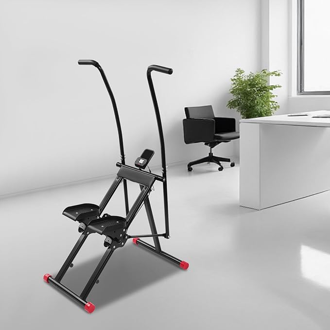Foldable Stair Stepper Climber for Home Gym, Vertical Cardio & Full-Body Workout Machine with Adjustable Resistance, Handlebar and Pedal, Large Non-Slip Pedals, Up to 220 lb Capacity