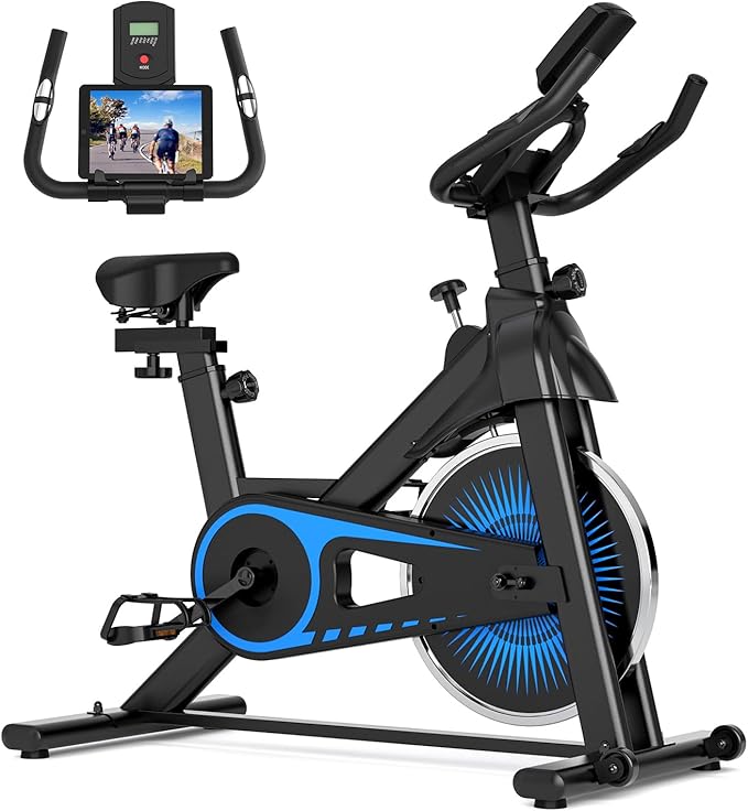 Exercise Bike,Adjustable Resistance Indoor Cycling Bike for Home Exercise - Stationary Bike with Smartphone Holder, LCD Display & Heart Rate Monitor