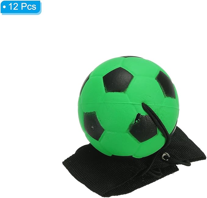 PATIKIL 2.5 Inch Sports Wrist Ball, 12Pcs Soccer Rubber Rebound Wristband Wrist Return Ball Sport on A String for Exercise Play, Fluorescent Green