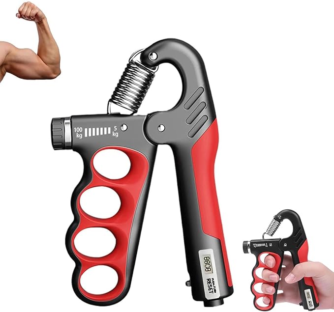 Adjustable Grip Strength Trainer Hand Gripper for Grip Strength, Forearm & Wrist Strengthener, Hand Exerciser for Strength Training & Therapy 11-220Lbs(5-100KG) | Red