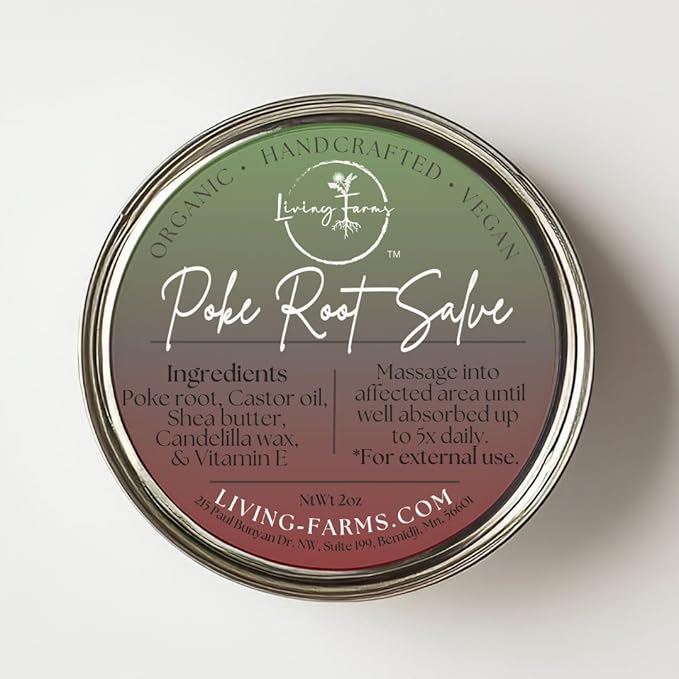 Poke Root & Castor Oil Salve - Cysts, Boils, Fibroids, Swollen Lymph Nodes, Breast & Joint - Vegan Lymphatic Support Massage Balm - Natural Deep Tissue Ointment (2oz)