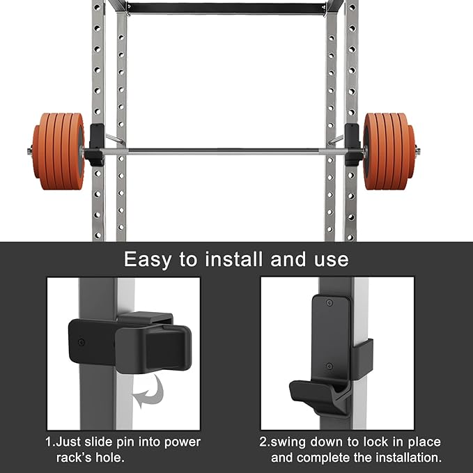 Kipika J-Hooks for 2'x2'and 3'x3' Power Rack - Bottom Reinforced Steel Hooks with Rubber Pad - Set of 2