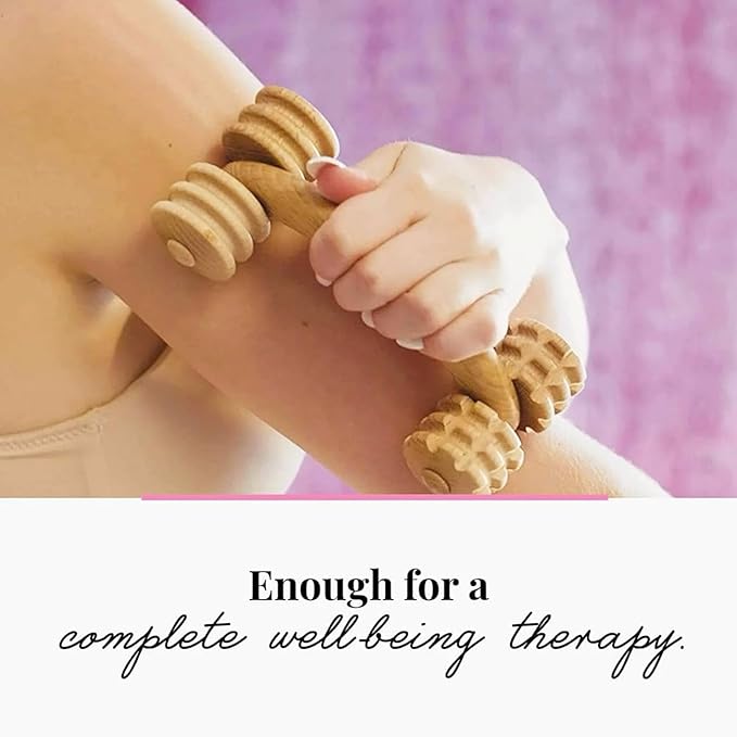 tuuli Accessories Back Massage Muscle Roller Tool Massager for Neck Shoulder Arms Legs Body Wooden 7 x 3 inches