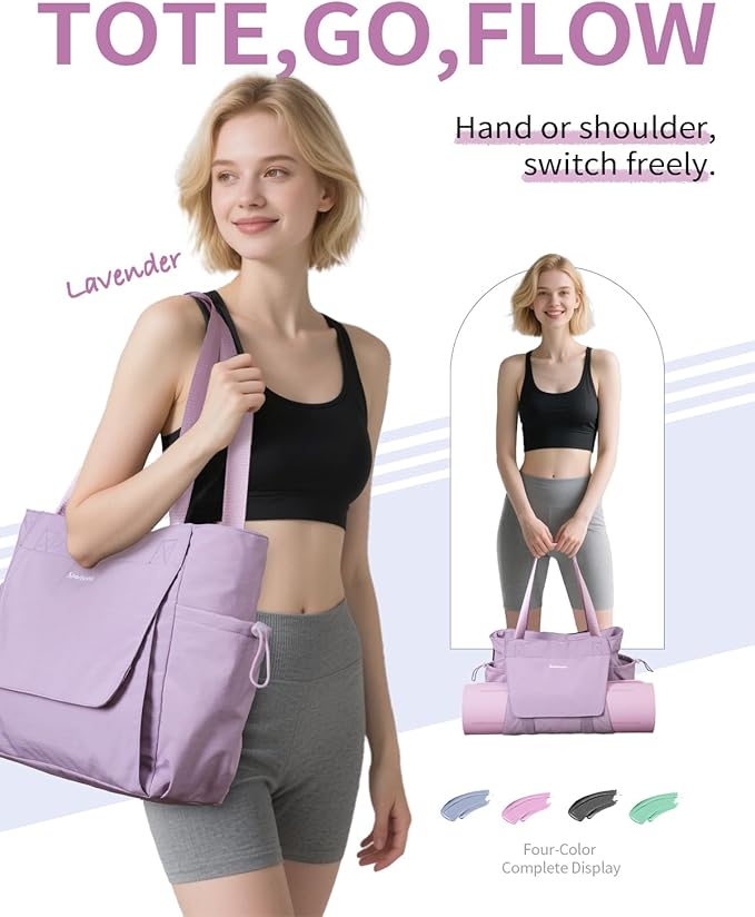 sportsnew Yoga Mat Bag Tote Yoga Gym Bags For Women Men with Waterproof Wet Pocket & Hook-and-loop, Quick Access Storage Yoga Mat Bag Carrier