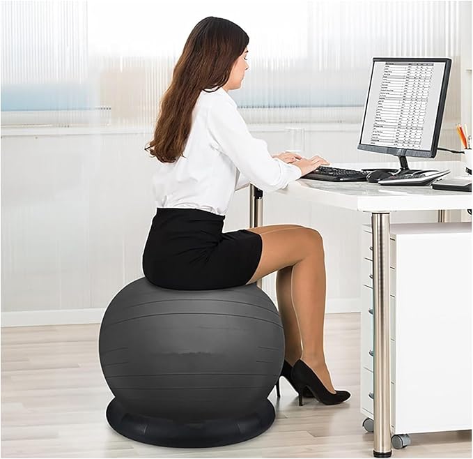 Yoga Ball Chair,Yoga Ball，Exercise Ball, Balance Ball Chair with Adjustable Band & Stability Base Home Yoga Chair for Exercise/Improving Health Pregnancy Birthing Balls Seat(Black,Diameter 75cm ( 29 1