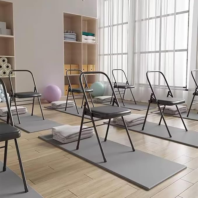 Yoga Chair, Pilates Chair,Yoga Inversion Chair,Backless Yoga Chair Props,Yoga Chair Iyengar,Brown-31.5in