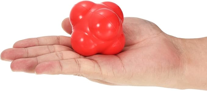 2 Pack Bounce Reaction Balls - Coordination Training Ball, Wear-Resistant Silicone, Apply to Tennis/Softball/Badminton Training (57 x 57mm, Red)